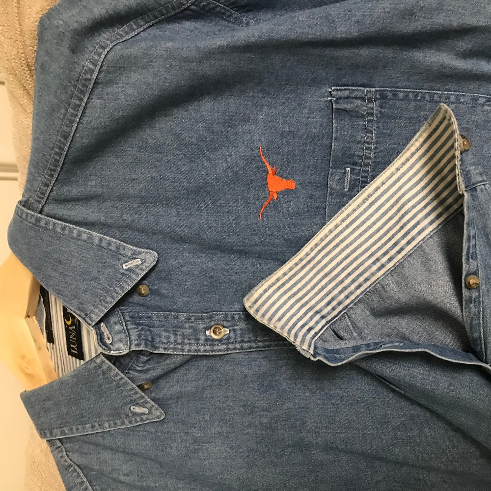 Luna Pier Men's Denim Texas Longhorn Button Down